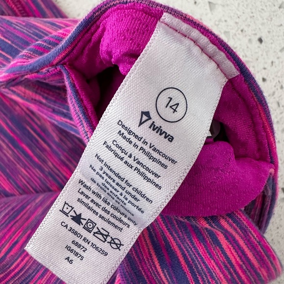Ivivva Pink and Purple Striped Top and capris lot 14 EUC - Picture 2 of 6